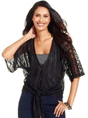 NEW Scully®  Honey Creek Collection Lace Button Front Drape Sheer Shrug
